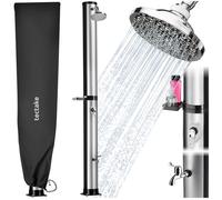 Douche solaire - TECTAKE - ORINOCO, 40 L, jusqu'à 60 °C, pomme de douche pivotante 360°, PVC, 29 x 47,5 x 222 cm - Noir