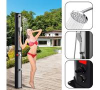 Douche solaire Température réglable Durable et résistante à la corrosion Température réglable 60 L Avec douchette À main Avec housse de protection Argent
