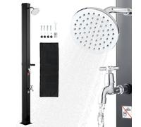 VEVOR Douche Solaire 35 L Douche Extérieur Solaire Autoportante pour Jardin Piscine Plage, Hauteur Pommeau 1,95 m, avec Robinet de Lavage des Pieds, Porte-savon, Réglage Eau Chaude et Froide, Noir