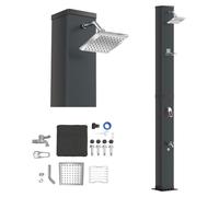 Douche solaire XINZI 40 L avec pomme de douche à effet pluie et douchette pour les pieds, douche de jardin solaire jusqu'à 60 °C avec thermomètre et raccord rapide, pour douche de piscine et camping (