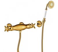 Douche thermostatique Douchette à main anticalcaire avec support orientable. Flexible double agrafage - TRES 24216409OR