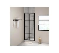 vidaXL Porte de douche en verre trempé 91x195 cm Noir