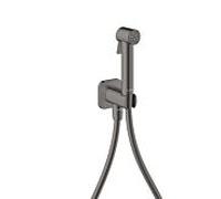 Douches bidette Hansgrohe AXOR Pommeau de douche bidette 29241330 1 jet Softsquare pour eau froide avec support de pommeau de douche et flexible de douche 1,25 m, chrome noir poli