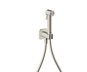 Douches bidette Hansgrohe AXOR Pommeau de douche bidette 29241800 1 jet Softsquare pour eau froide avec support de pommeau de douche et flexible de douche 1,25 m, acier inoxydable optique