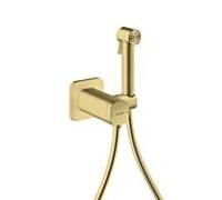 Pommeau de douche bidette AXOR hansgrohe 29243950 2000 Mode de pulvérisation Softsquare pour eau mitigée avec support de pommeau de douche et flexible de douche 2000 , 25 m, laiton brossé