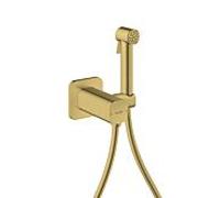 Douches bidette Hansgrohe AXOR Pommeau de douche bidette 29243990 1 jet Softsquare pour eau mitigée avec support de pommeau de douche et flexible de douche 1,25 m, aspect or poli