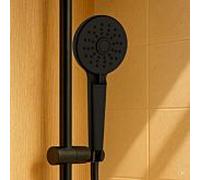 Douchette à main AquaCraft 130 noir mat | Pommeau de douche rond 100 mm | Pommeau de douche avec 5 modes de pulvérisation | Pommeau de douche avec buses anticalcaires | Design moderne | 9 l/min d'écon