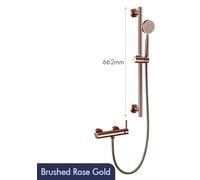 Douchette avec pommeau de douche amovible - Modèle 4001 - Barre de support réglable - Mitigeur à un levier - Robinet en céramique - Acier inoxydable 304 - Finition rose doré brossé