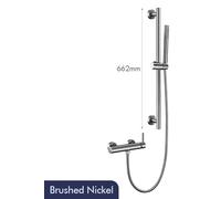 Douchette avec pommeau de douche amovible - Modèle 4001 - Barre de support réglable - Mitigeur à un levier - 1 fonction de jet - Cartouche en céramique - Finition nickel brossé