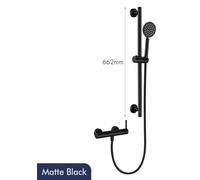 Douchette avec pommeau de douche amovible - Modèle 4001 - Barre de support réglable - Pommeau de douche avec un type de jet - Mitigeur à un levier - Cartouche en céramique - Noir mat