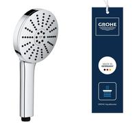 GROHE Vitalio Joy+ 120 - Pomme de douche 3 Jets: Pluie, Jet, Booster, (⌀120 mm, Économie d’Eau 6,3 l/min, Protection Anti-Brûlure, Montage Universel), Chrome, 1348630000