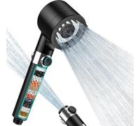 Douchette haute pression avec filtre, 3+1 types de jets, tuyau de 15 m, noir