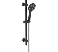 Douchette murale noire, 70 cm, en acier inoxydable, avec support mural et douchette à main, sans robinet