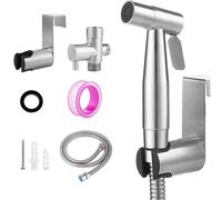 Douchette pour bidet - Kit de douche pour WC - Acier inoxydable 304 - Haute pression - Montage mural - Jet vertical - Raccordement à une seule prise - Longueur du tuyau : 17,8–20,3 cm