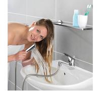 WENKO douche de lavabo avec duo de crochets tuyau 150 cm douche laver les cheveux bain