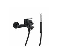 Douchette stick Shift Ellipse noir et chrome avec mitigeur bain douche et flexible lisse anti-torsion Noir