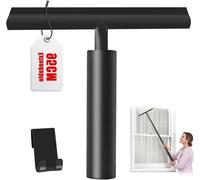 Douchette télescopique - Grattoir à vitres - Nettoyage sans traces - Support sans perçage - Longueur réglable de 25 à 95 cm - Noir