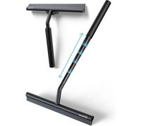 Douchette télescopique - Grattoir pour carrelage de salle de bain - Sèche-plaque pour salle de bain - Bordure en silicone résistante - Jusqu'à 97 cm - Noir