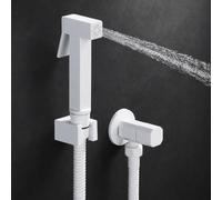 Douchette Toilette WC, Douchette WC Blanche, Laiton Douchette à Main Bidet | Pulvérisateur de Bidet à Main Eau Froide, Flexible 1,5m et Support, Haute Pression Douchette WC pour Hygiène Corps