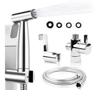 Douchette WC LEMOINEAU Inox Hygiène Intime Kit Complet Acier Inoxydable | SUS304 Laiton, Sans Perçage, Flexible Anti Torsion, Testée Haute Pression, Marque Française Normes CE
