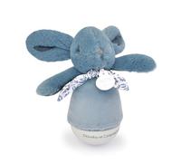 DOUDOU ET COMPAGNIE - Veilleuse Musicale Culbuto Lapin bleu pour Bébé - Peluche Doudou Apaisante avec Mélodie Douce - Lumière Tamisée pour Nuit Sereine - Idée Cadeau Naissance - DC4195