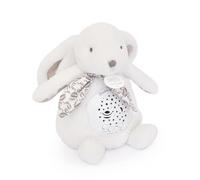 Doudou et Compagnie - Veilleuse musicale lapin - Projection d'étoiles - Blanc 24 cm