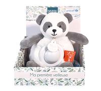 DOUDOU ET COMPAGNIE - Veilleuse Peluche Panda Musicale et Lumineuse pour Enfant - Avec 3 Lumières - Taille 20 cm - Noir et Blanc - Collection Unicef - Idée Cadeau Dès La Naissance- DC3996