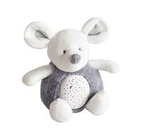 DOUDOU ET COMPAGNIE - Veilleuse Peluche Souris Musicale et Lumineuse pour Enfant - Avec 3 Lumières - Taille 20 cm - Gris Doux - Collection Unicef - Bruit Nature -Idée Cadeau Naissance - DC3691