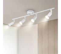 Dougelec Plafonnier Spot Plafond 4 Spots LED Orientable GU10 Éclairage de Plafond Plafonnier Luminaire Spot Applique Muraux Moderne Intérieur pour Cuisine Salon Chambre 230V, Blanc Sans Ampoule