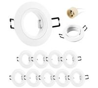 Doughelec 10x Spot Encastrable GU10 Aluminium, Blanc Support Spot Encastrable Cadre De Montage Avec Douille GU10, Rond Spot de Plafond 68mm extra plat Pour LED Lampes, Trou de montage ø60-70mm 230V