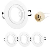 Doughelec 4x Spot Encastrable GU10 Aluminium, IP44 Blanc Support Spot Encastrable Cadre De Montage Avec Douille GU10, Rond Spot de Plafond 68mm imperméable extra plat Pour LED Salle de bain, 230V