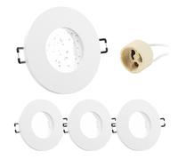 Doughelec 4x Spot Encastrable GU10 Aluminium, IP65 Blanc Support Spot Encastrable Cadre De Montage Avec Douille GU10, Rond Spot de Plafond 68mm imperméable extra plat Pour LED Salle de bain, 230V