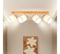 Doughelec Plafonnier Spot de Plafond 4 Spot Orientables, Bois Éclairage de Plafond Luminaire Intérieurs Rétro E14 Murale Applique pour Salon Chamre Cuisine Salle à manger 230V, Sans Ampoules