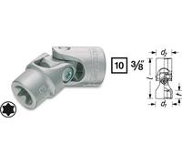 HAZET Douille articulée TORX 880G-E8 – Profil extérieur, 43 mm, carré creux 10 mm (3/8 pouce)