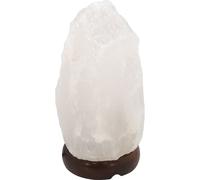Douille de lampe de sel Lampe en cristal de sel petite lampe de table, bois brun foncé, blanc, 1x E14, DxH 12 x 19 cm