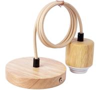 Douille de Lampe E27, Plafonnier avec Câble Corde Suspension Plafonnier Moderne Simple Plafonnier en Bois, Couleur du Bois