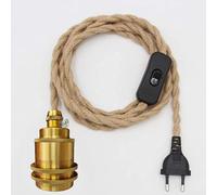 Douille de Lampe E27 Vintage avec Câble et Interrupteur,Suspendue Lustre Corde de Chanvre, DIY Suspension Luminaire Lampe Créative Lumière Pendante Industrielle, pour Maison, Chambre, Bar. (B)