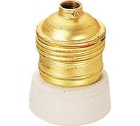 Douille E27 acier laitonné collerette porcelaine EBENOID