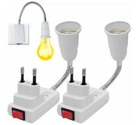 Douille E27 avec Interrupteur sans Fil, 2 Pices 360 degrs rglable support ampoule e27, adaptateur douille ampoule(sans ampoule)