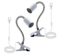 Douille E27 avec Pince, 2PCS Lampe Pince Métal, Lampe Ajustable avec col de Cygne de 350MM, Lampe de Chevet LED avec 220CM Câble, Lampe Chauffante, Lampe Clip Tête de Lit, pour Chambre,Bureau,Salon