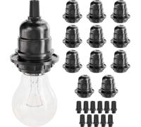Douille E27 noire 12x - Douille E27 noire 250 V 60 W - Douille E27 en plastique