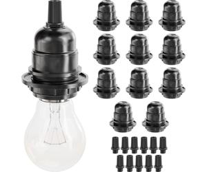 Douille E27 noire 12x - Douille E27 noire 250 V 60 W - Douille E27 en plastique