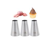 Douille patisserie Lot de 3 douilles rondes ouvertes en acier inoxydable (1A) for décoration de cupcakes, gâteaux, biscuits et autres pâtisseries Décoration