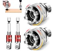 Douille universelle 10 mm - 19 mm, douille en acier auto-ajustable pour cliquet (entraînement 3/8") et perceuse (2 Set)