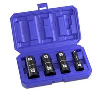 Douilles a Choc 1/2 WORKPRO, Jeu de 6 Douilles Flip en Acier Cr-Mo pour Jantes Aluminium, 17/19/21 mm, 3/4, 13/16, 7/8, Barre d'Extension 7.5 cm avec Coffret, Pour Ecrous de Roue en IN et CM