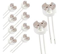 Douilles Gu5 3 Mr16 Céramique, Douille Ampoule Compatible Led Halogène G4/GU4/G6 35, 12V-220V 2A Max. 100W, avec Câble Silicone 15 cm pour Spot Encastrable (10 Pièces)