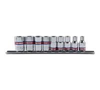 douilles king tony 1/4 imperiales (pouces) 6 pans sur rail - King Tony G