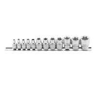 Douilles Torx Femelles - AUTOMASTER - E4 à E20 - 12 pièces - Acier chrome-vanadium - Cannelées