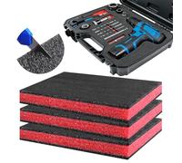 DOUJIAO Kit de 3 Mousses pour Boîte à Outils - 40 x30 x 4 cm | Inserts en Polyuréthane Découpables et Façonnables | Plaque de Protection pour Outillage, Caméras & DIY (Noir/Rouge)