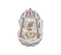 Dounia Mariage Coffret henné Luxe en Velours Demi Rond Blanc Dore Le Coffret est composé : Un Coffret Un Coussin 1 Paire de Gants, 1 Paire de Chaussons, 1 Sachet henné, 1 Assiette 1 Couteau 2 Bougies